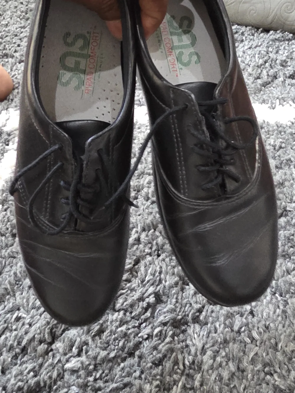 SAS Ladies 8 S (Slim) Whisper Black Leather Tripad Comfort Oxford Walking USA